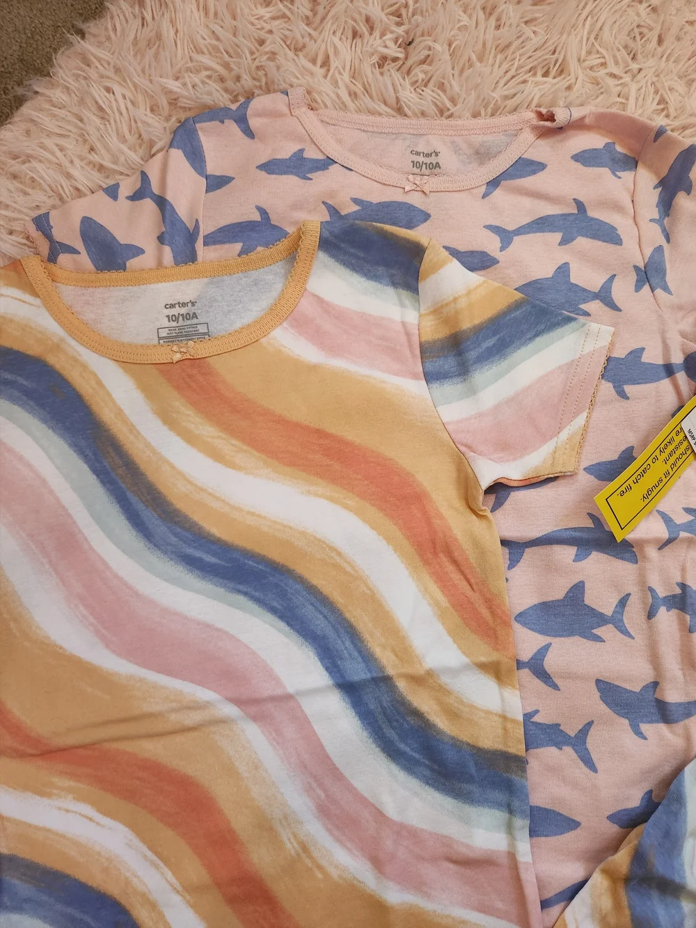 Carter's Girls' Pink & Multicolor Short Sleeve Pajama Set - 4-Piece